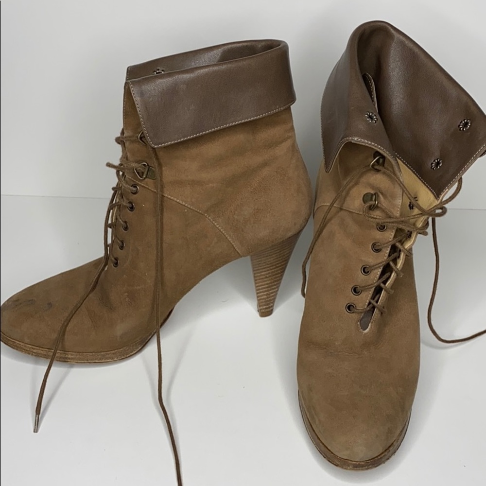 Jcrew suede fold down lace up heeled boot